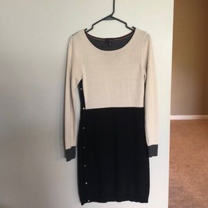 Cream and black sweater dress